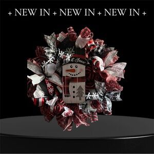 Festive Snowman Holiday Wreath - Red, Black, White